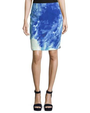 Genie Printed Pencil Skirt, Blueprint