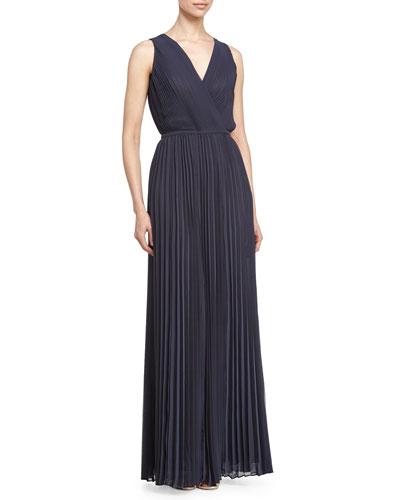 Sleeveless Pleated Gown,