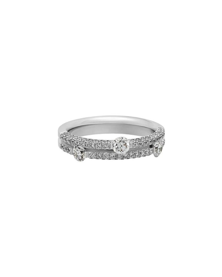 18k White Gold Diamond-trim Ring,