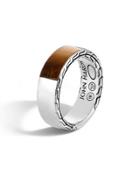 Men's Classic Chain Silver Band Ring With Tiger's Eye,