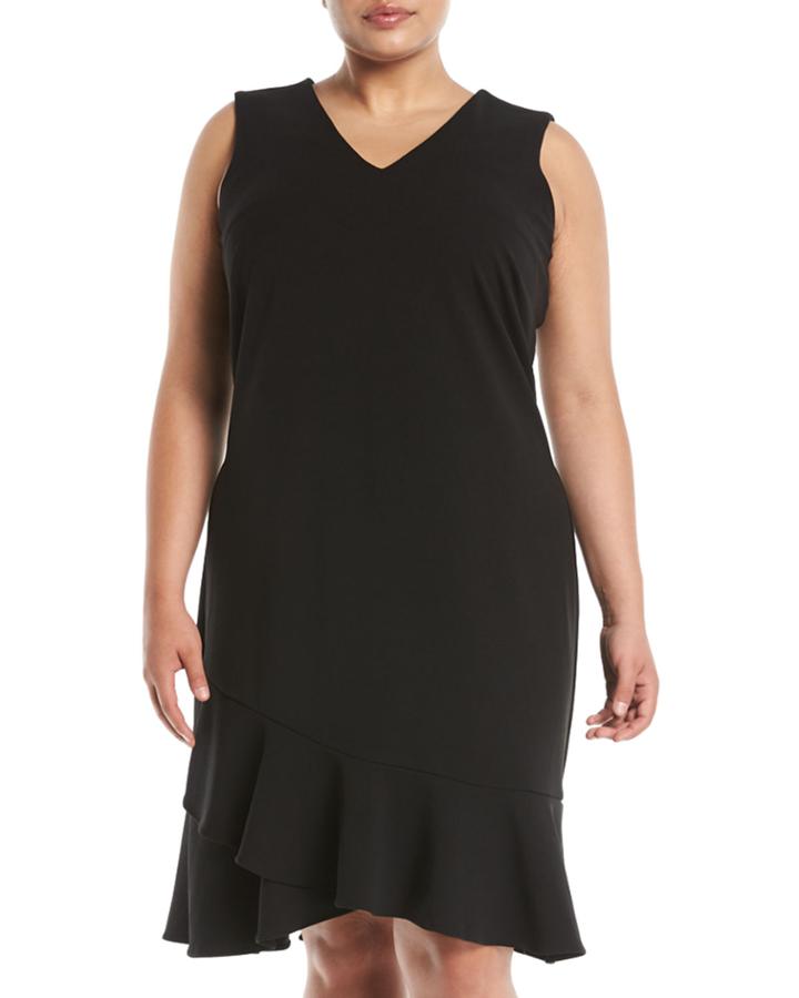 V-neck Ruffle-hem Dress,