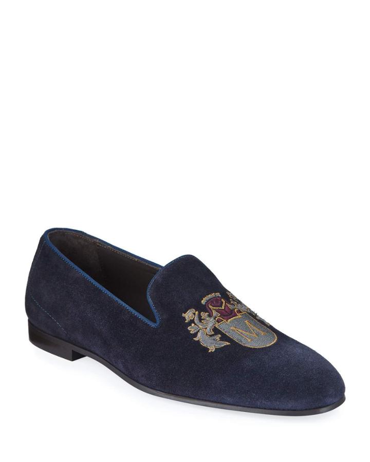 Men's Suede Logo Smoking Slipper