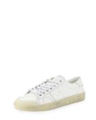 Leather Lace-up Platform Sneakers, White