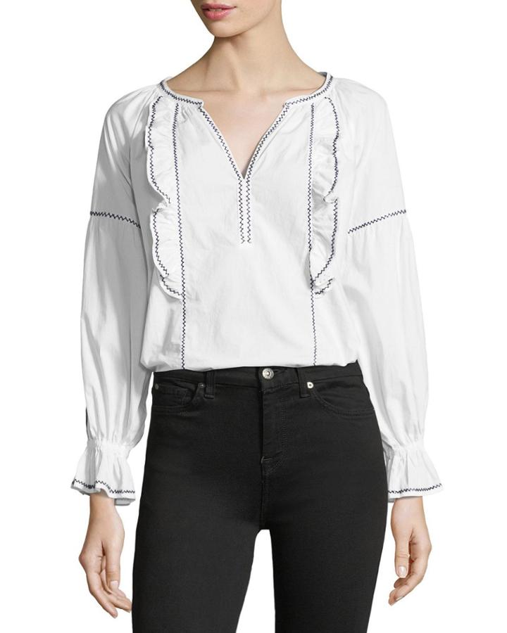 Cleavanta Ruffle V-neck Top