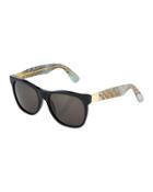Classic Two-tone Square Plastic Sunglasses, Black