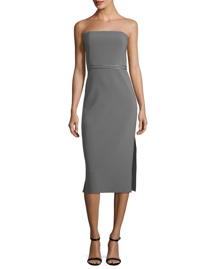 Sierra Strapless Fitted Sheath Crepe Dress