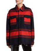 Collared Wool Striped Button-down