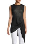 Paillette-embellished Tie-waist Top, Black