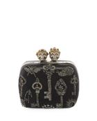 Queen & King Skull Mini Box Clutch Bag