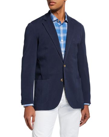 Men's Basic Knit Three-button Jacket, Navy