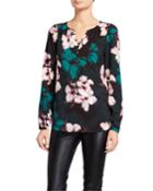 Shirred Floral-print Blouse