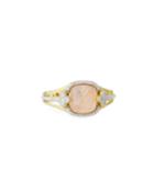 18k Camelia Morganite Cushion & Diamond Ring,