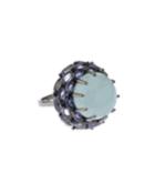 Round Silver Ring With Aquamarine & Iolite,