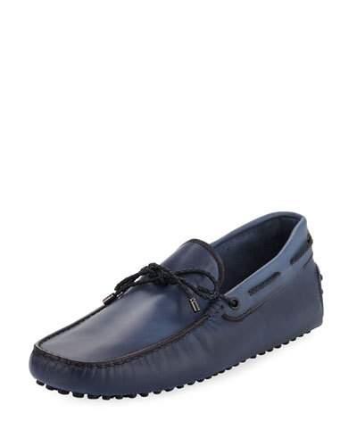 Braided Leather Driver, Blue