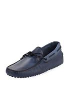 Braided Leather Driver, Blue