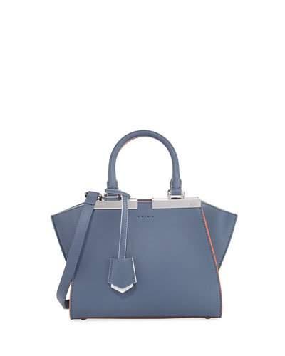 3jours Mini Leather Tote Bag, Blue