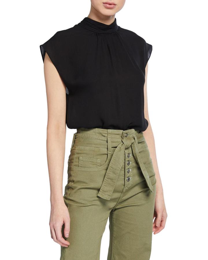 Tristen Mock-neck Short-sleeve Blouse