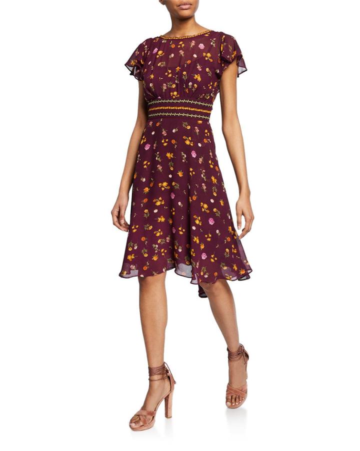 Floral-print Ruffle Tie-back Dress