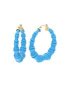 Bamboo Hoop Earrings, Turquoise