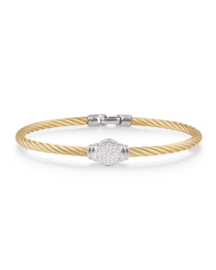 Round Pave Diamond Cable Bracelet, Yellow
