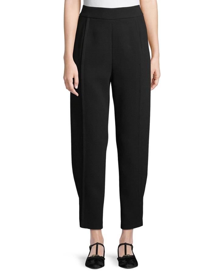 Tapered Satin Back Crepe Pants W/ Button-tab Cuffs