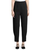 Tapered Satin Back Crepe Pants W/ Button-tab Cuffs