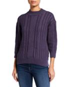 Cable-knit 3/4-sleeve