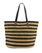 Striped Braid Tote Bag, Black