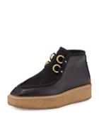 Faux-suede/faux-leather Clipper Boot, Black