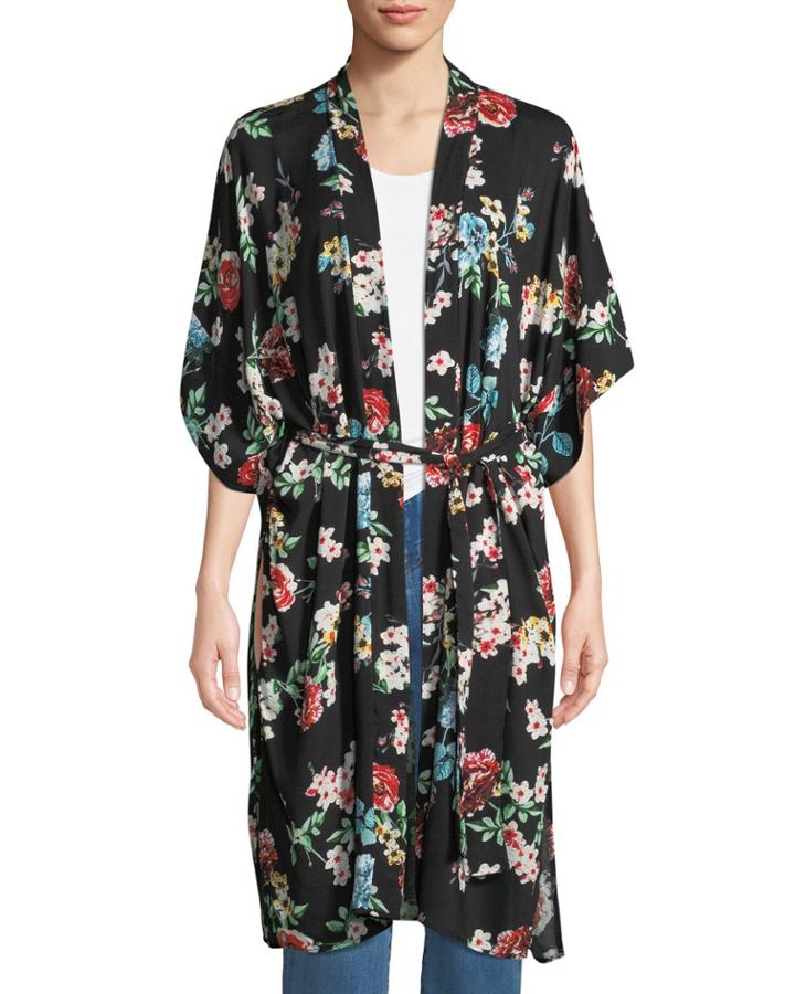 Floral-print Tie-waist Caftan