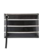 Cage Leather & Mesh Zip Clutch Bag