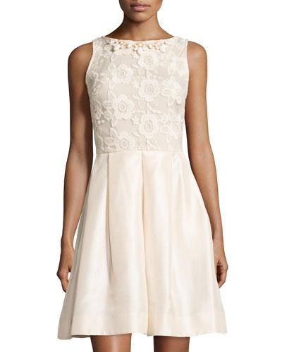 Beaded Lace A-line Dress, French Vanilla