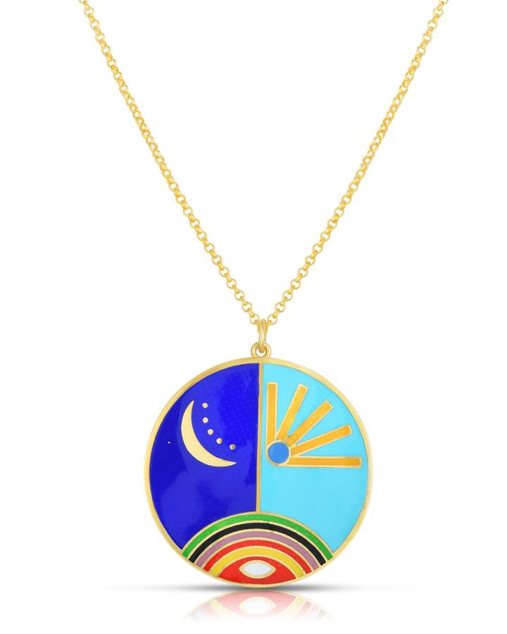 Sun & Moon Enamel Pendant Necklace