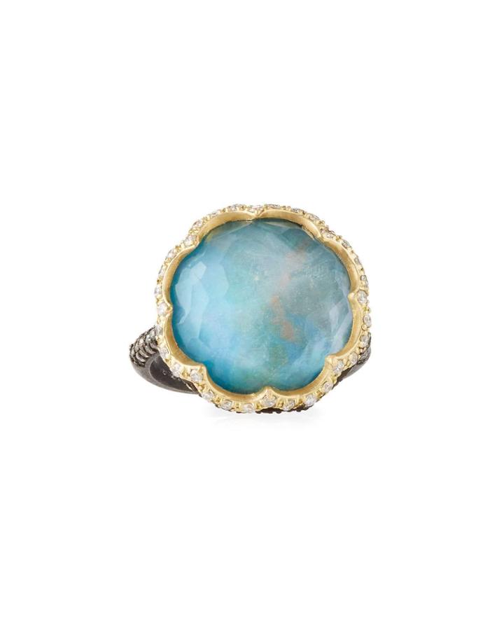 Old World Scalloped Triplet & Diamond Ring,