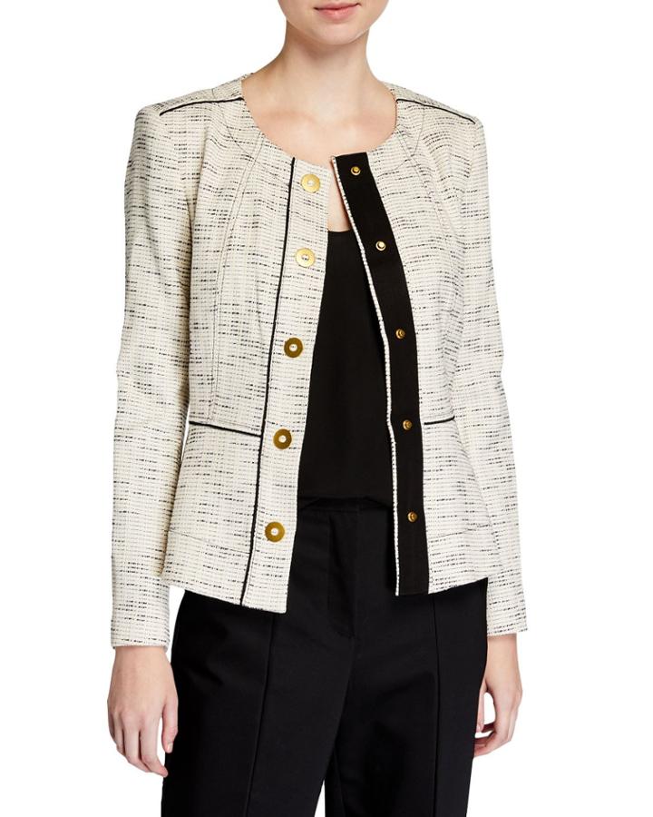 Twill Snap-front Blazer