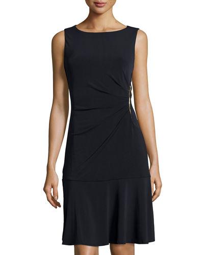 Sleeveless Ruched Flounce Dress