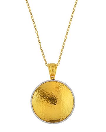 Hourglass 24k Pave Diamond Pendant Necklace