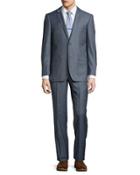 Modern-fit Two-piece Wool Suit, Blue/grey