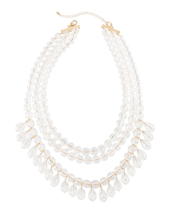 Lucite&reg; Multi-row Beaded Necklace, Clear