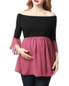 Maternity Kylie Colorblock Off-the-shoulder Top