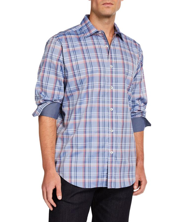 Men's Check-print Long-sleeve