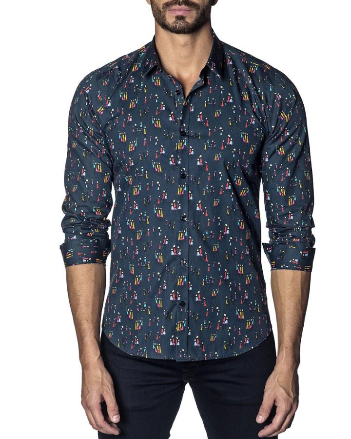 Men's Semi-fitted Stick Figure Print
