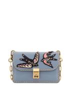 Studded Leather Shoulder Bag With Birds