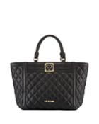 Quilted Faux-leather Top Handle Bag,