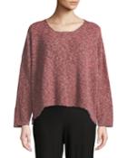 Bateau-neck Long-sleeve Melange Knit