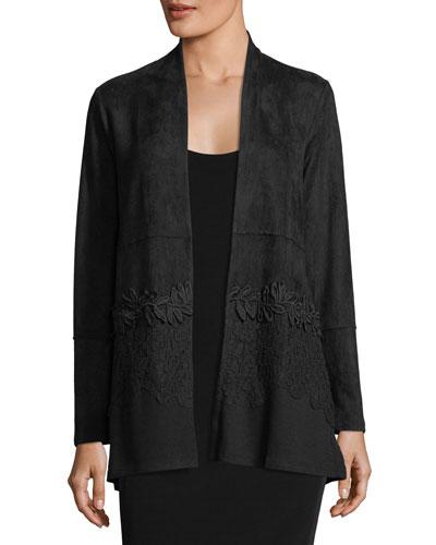 Faux-suede Open-front Cardigan