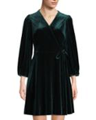 Stretch Velvet Fit-and-flare Wrap Dress