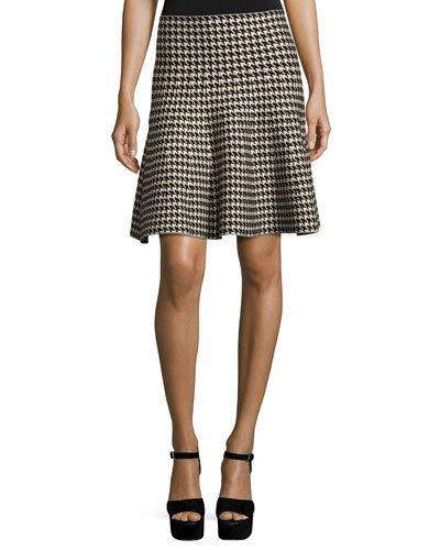 A-line Sweater Houndstooth Skirt, Black Pattern