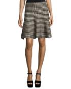 A-line Sweater Houndstooth Skirt, Black Pattern