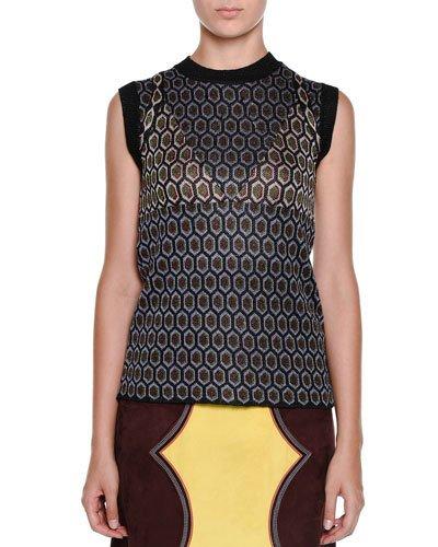 Sleeveless Atomic-knit Top, Quartzmoon